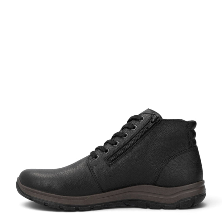 ada-shoes.ro black leather Rieker ankle boots with side zipper and laces for winter comfort