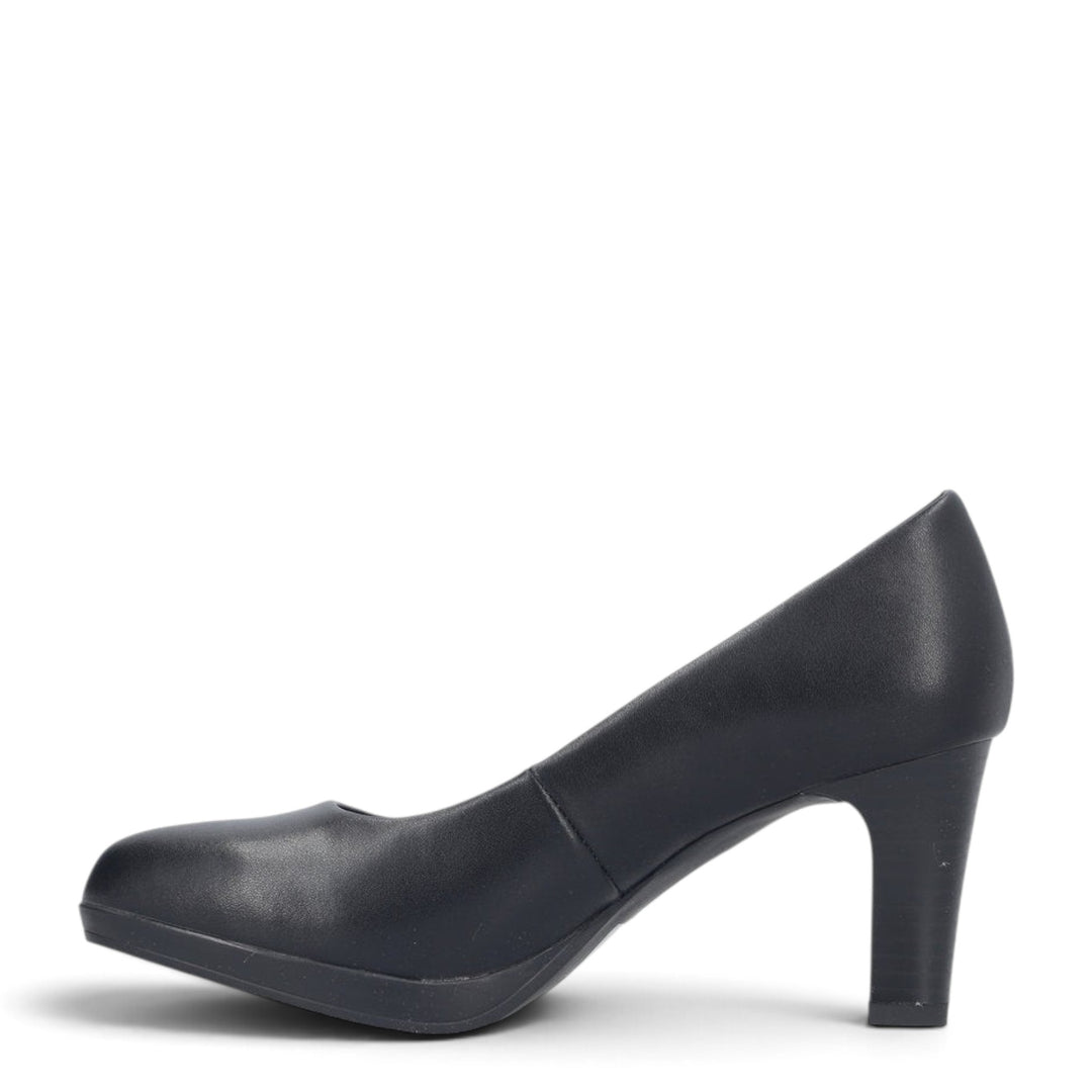 ada-shoes.ro black leather Rieker pumps with a 7cm block heel and slip-on design for elegant office wear