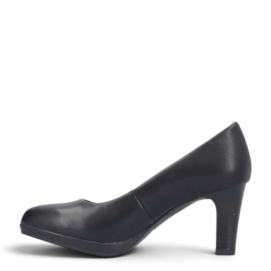 ada-shoes.ro black leather Rieker pumps with a 7cm block heel and slip-on design for elegant office wear