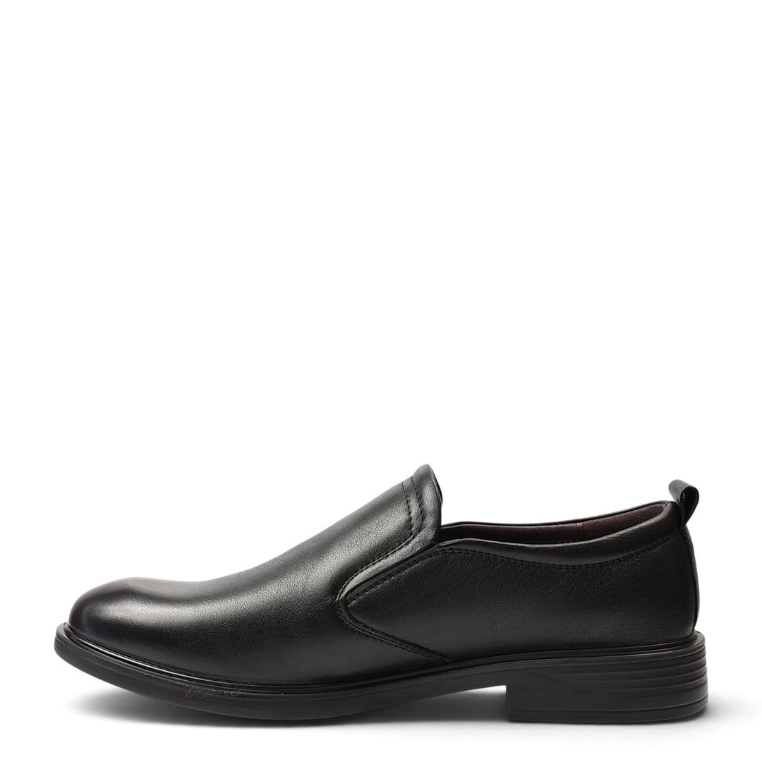 ada-shoes.ro black leather slip-on dress shoes for men with elastic side inserts and stitched flexible sole