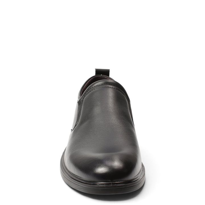 ada-shoes.ro black leather slip-on dress shoes with elastic side inserts and stitched sole for men