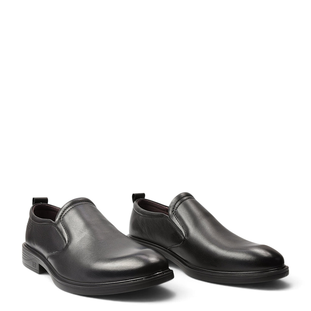 ada-shoes.ro black leather slip-on dress shoes for men with elastic side inserts and stitched flexible soles