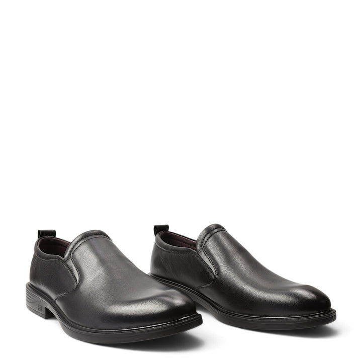 ada-shoes.ro black leather slip-on dress shoes for men with elastic side inserts and stitched flexible soles
