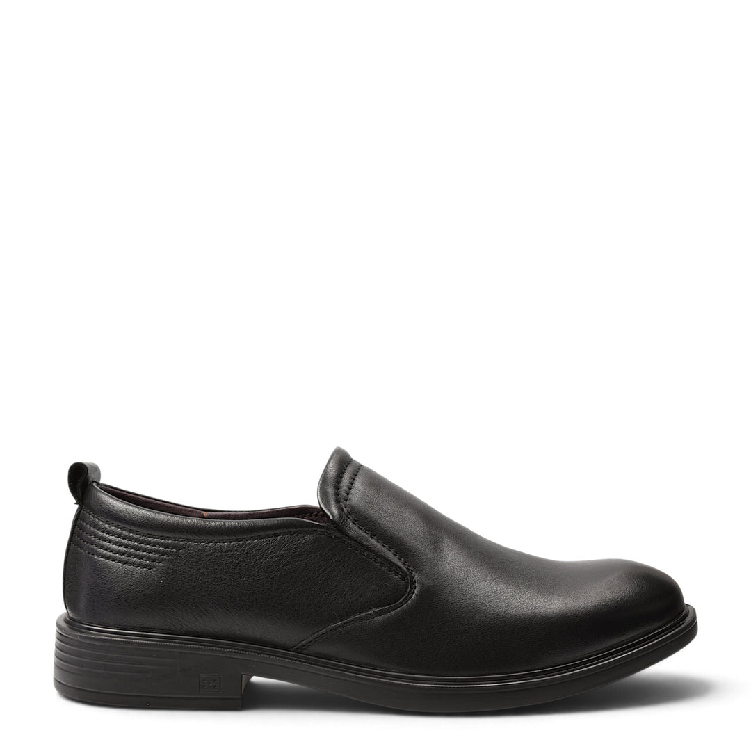 ada-shoes.ro black leather slip-on dress shoes with elastic side inserts and stitched flexible sole for men