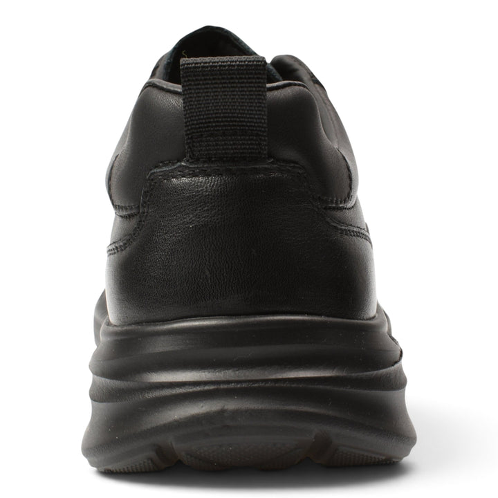 ada-shoes.ro black leather sneakers with a flexible 3.5 cm sole, shown from a rear view for a casual style.