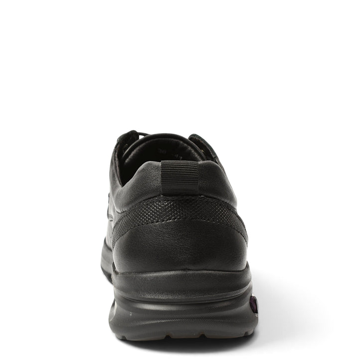 ada-shoes.ro black leather sneakers 3611-N featuring a flexible sole and lace-up closure, rear view