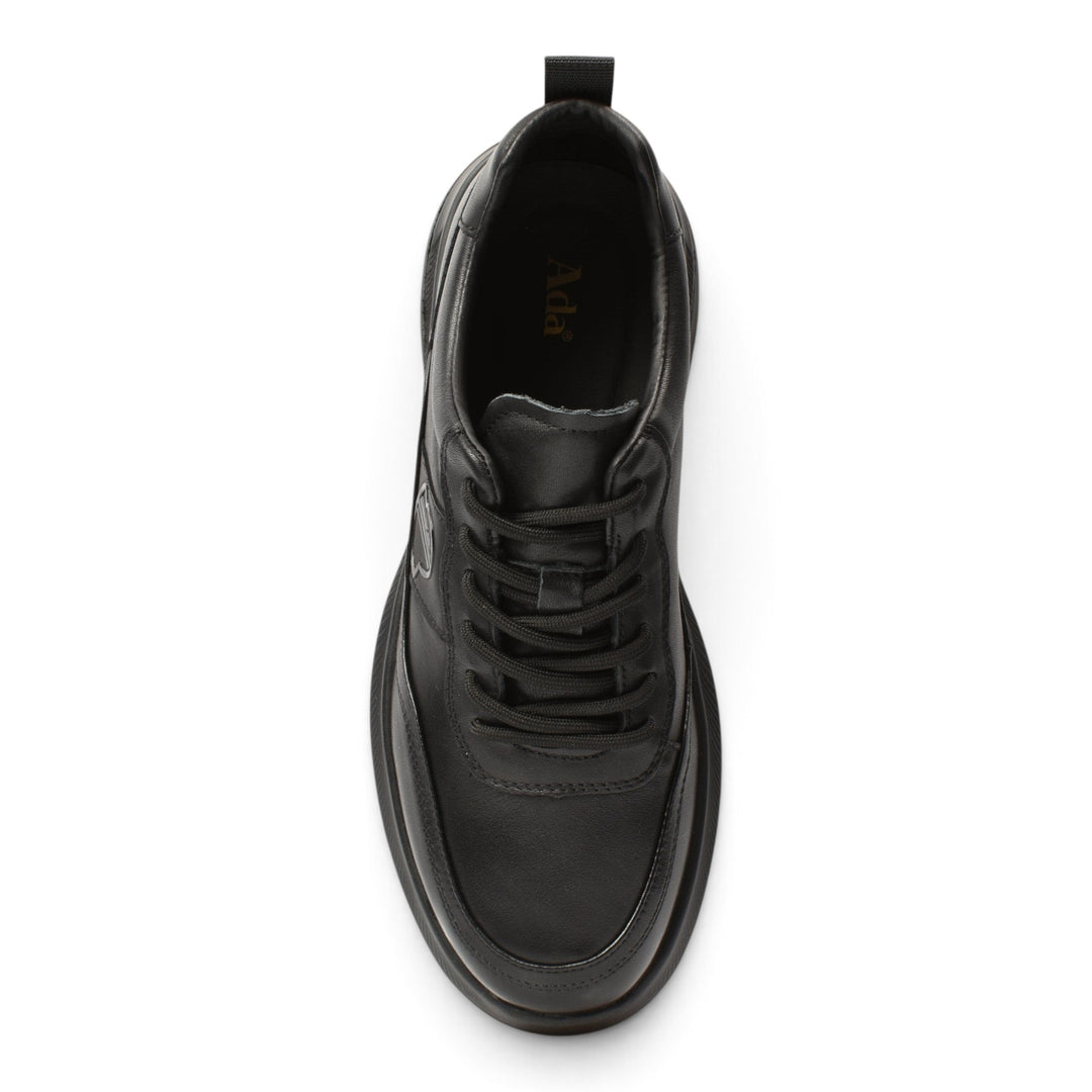 ada-shoes.ro black leather sneakers with lace-up closure and flexible sole for men, top view