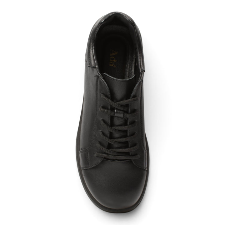 ada-shoes.ro black leather sneakers with lace-up closure and flexible sole for casual daily wear