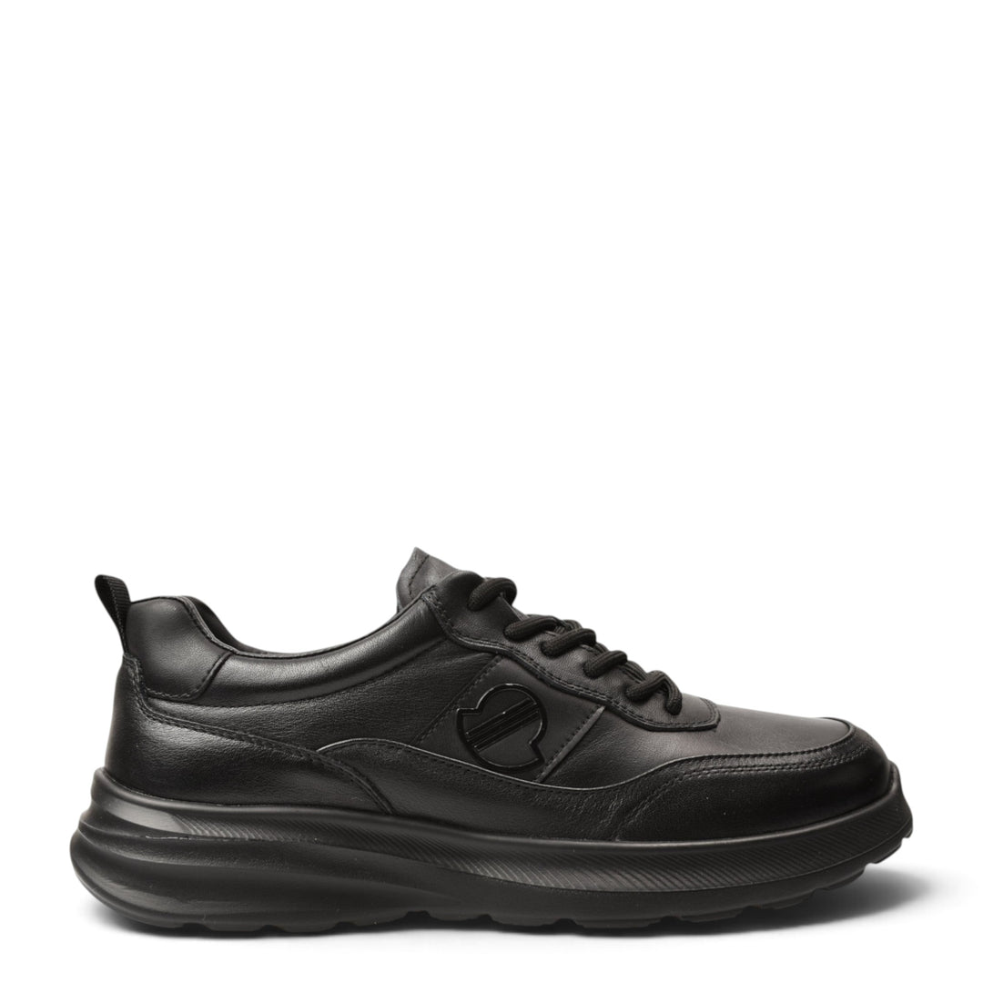 ada-shoes.ro black leather sneakers with lace-up closure and flexible 3.5 cm sole for casual men&