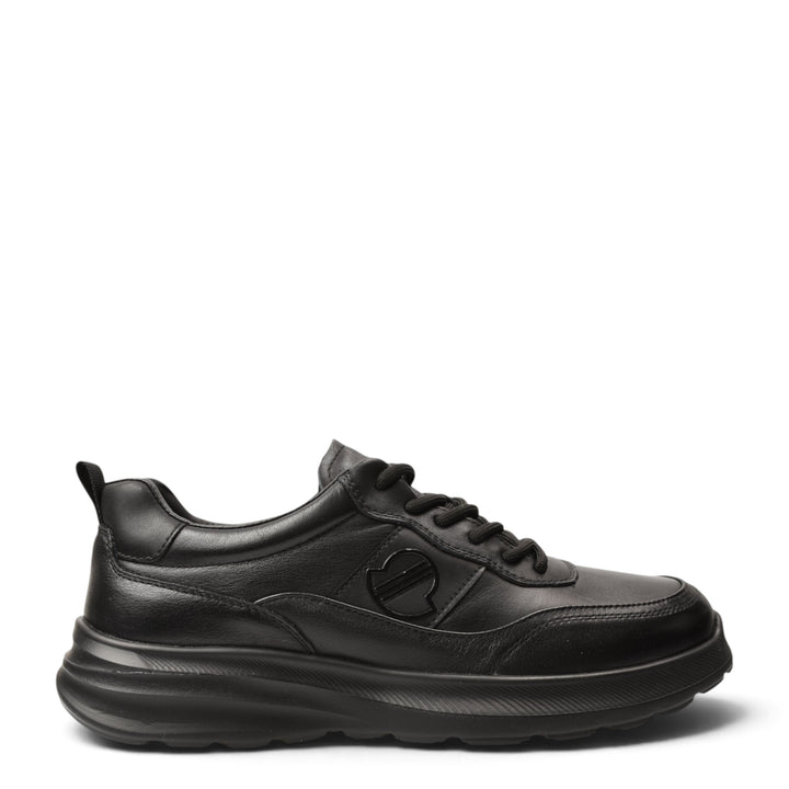 ada-shoes.ro black leather sneakers with lace-up closure and flexible 3.5 cm sole for casual men&