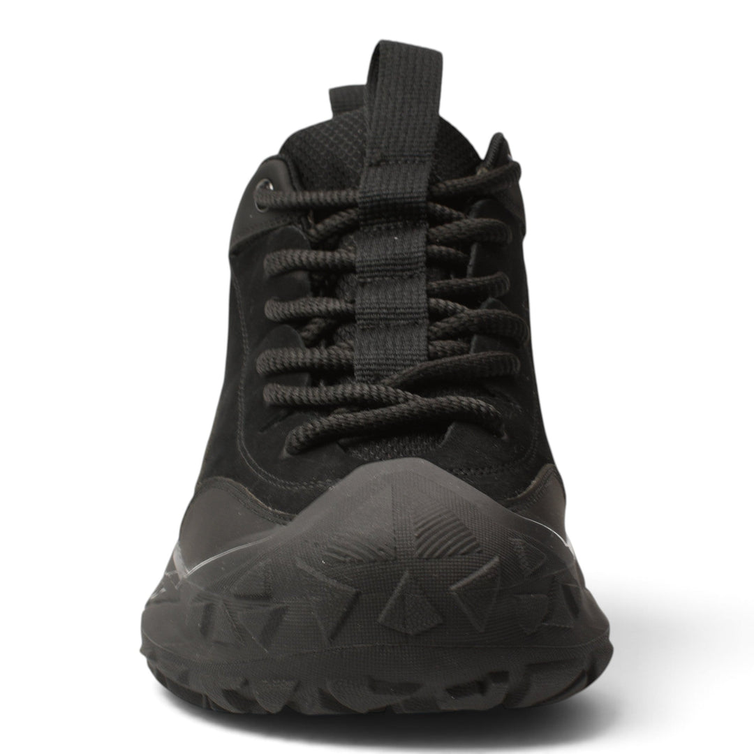 ada-shoes.ro black leather and suede sneakers with a textured rubber sole and lace-up closure