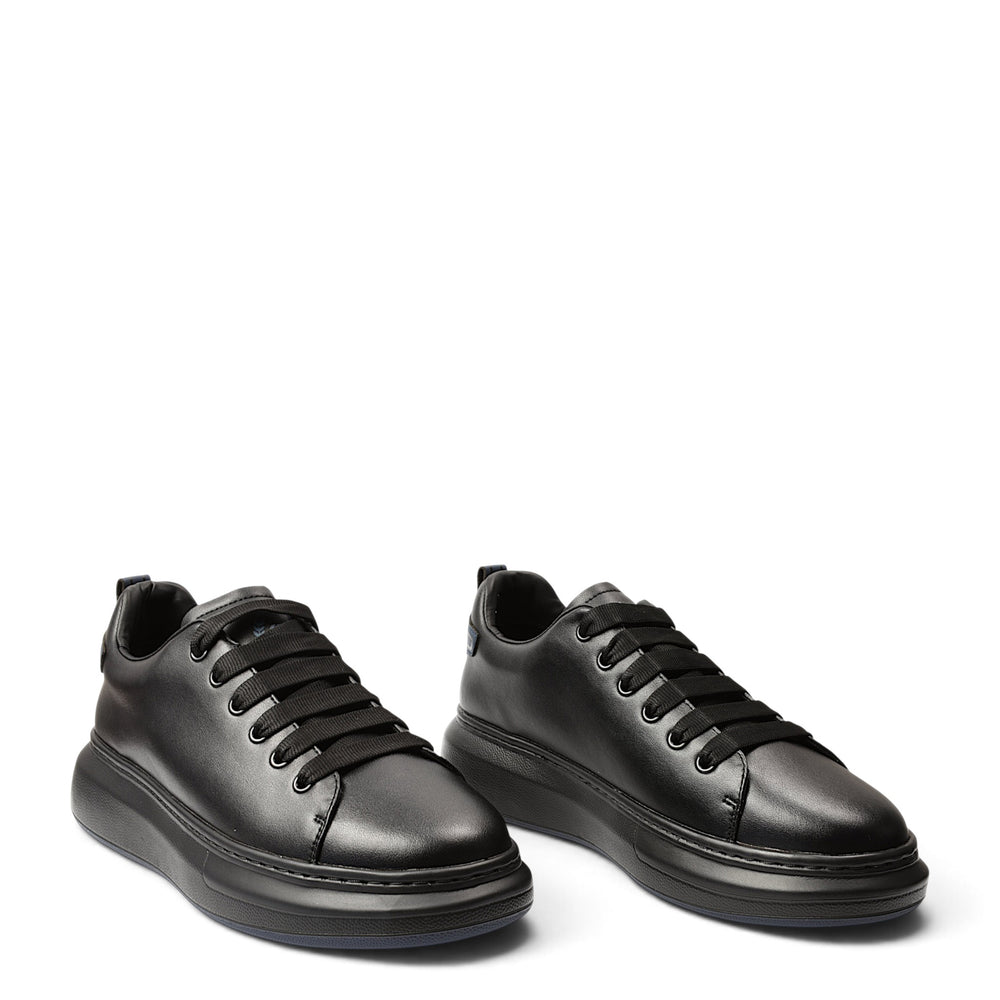 ada-shoes.ro black leather sneakers with lace-up closure and a thick, flexible 4cm platform sole for daily wear.