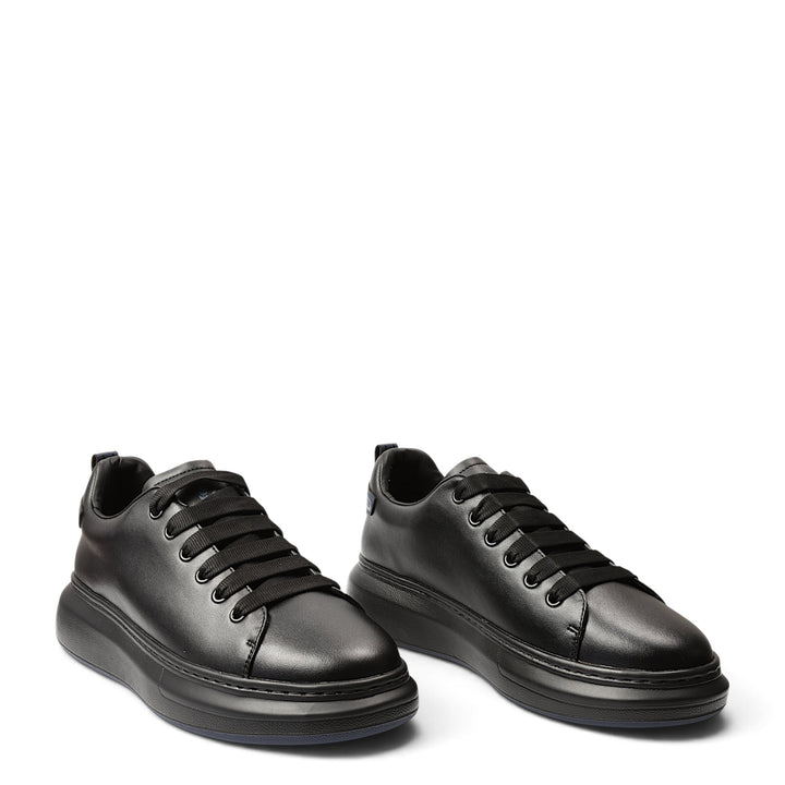 ada-shoes.ro black leather sneakers with lace-up closure and a thick, flexible 4cm platform sole for daily wear.
