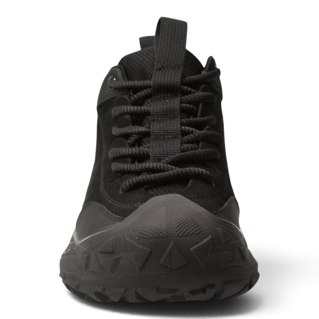 ada-shoes.ro black leather and suede sneakers with a textured rubber sole and lace-up closure