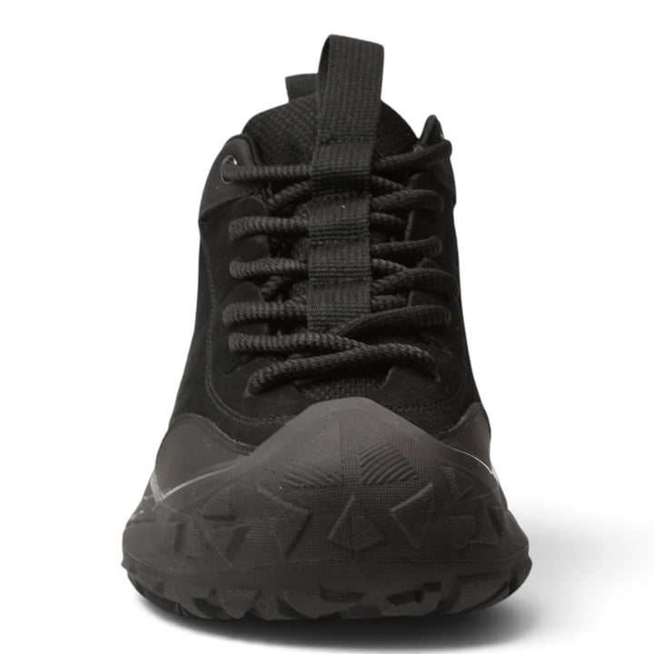 ada-shoes.ro black leather and suede sneakers with a textured rubber sole and lace-up closure