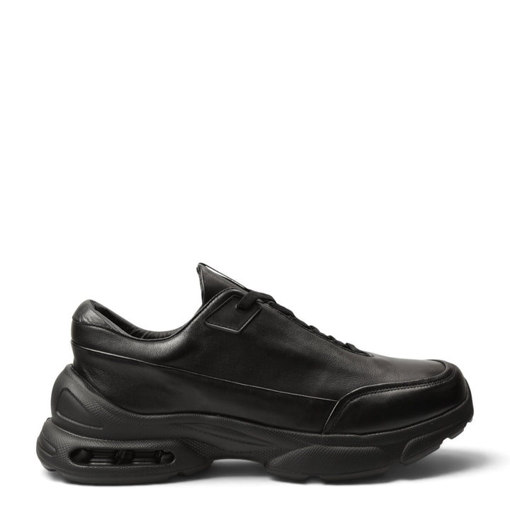 ada-shoes.ro black leather sneakers with a thick, flexible 5cm sole and lace-up closure for men.