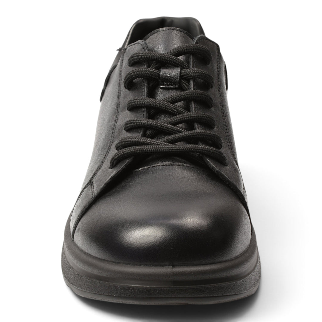 ada-shoes.ro black leather sneakers with lace-up closure and a flexible 3 cm sole for daily casual wear
