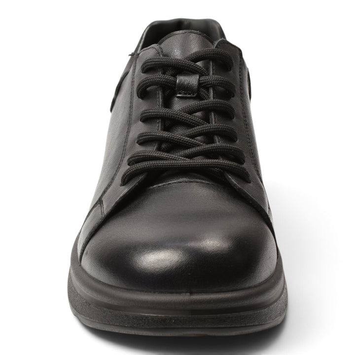 ada-shoes.ro black leather sneakers with lace-up closure and a flexible 3 cm sole for daily casual wear