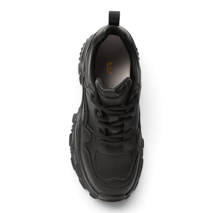 ada-shoes.ro black leather sneakers with lace-up closure and 4cm flexible sole for daily comfort
