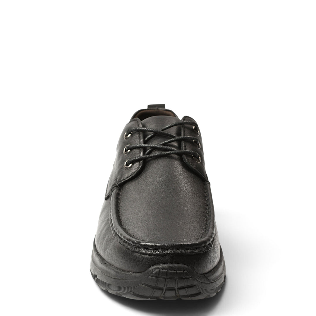 ada-shoes.ro black leather casual sneakers with lace-up closure and flexible sole for men