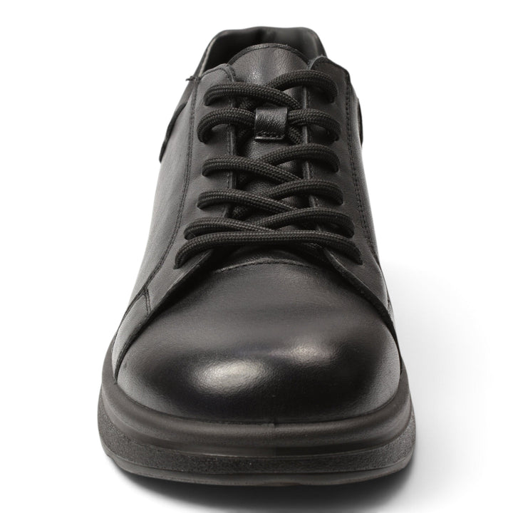 ada-shoes.ro black leather sneakers with lace-up closure and a flexible 3 cm sole for daily casual wear