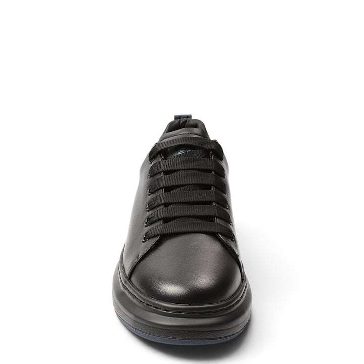 ada-shoes.ro black leather sneakers with laces and a thick flexible sole for men