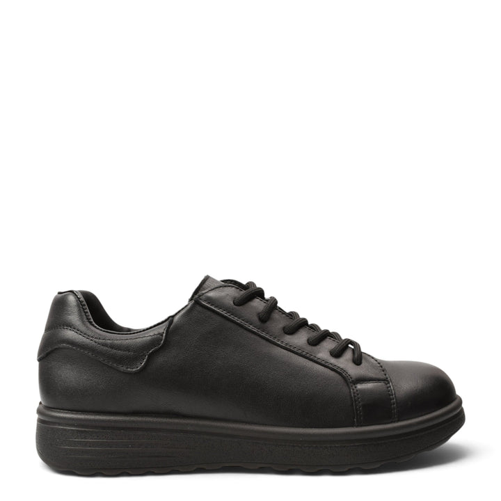 ada-shoes.ro black leather sneakers with lace-up closure and a comfortable 3cm flexible sole for daily wear