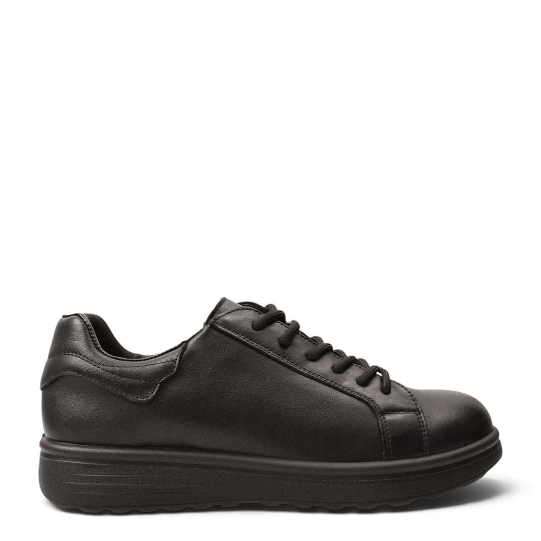 ada-shoes.ro black leather sneakers with lace-up closure and a comfortable 3cm flexible sole for daily wear