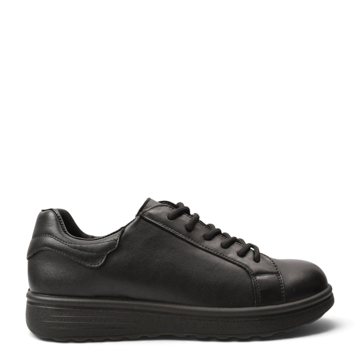 ada-shoes.ro black leather sneakers with lace-up closure and a comfortable 3cm flexible sole for daily wear
