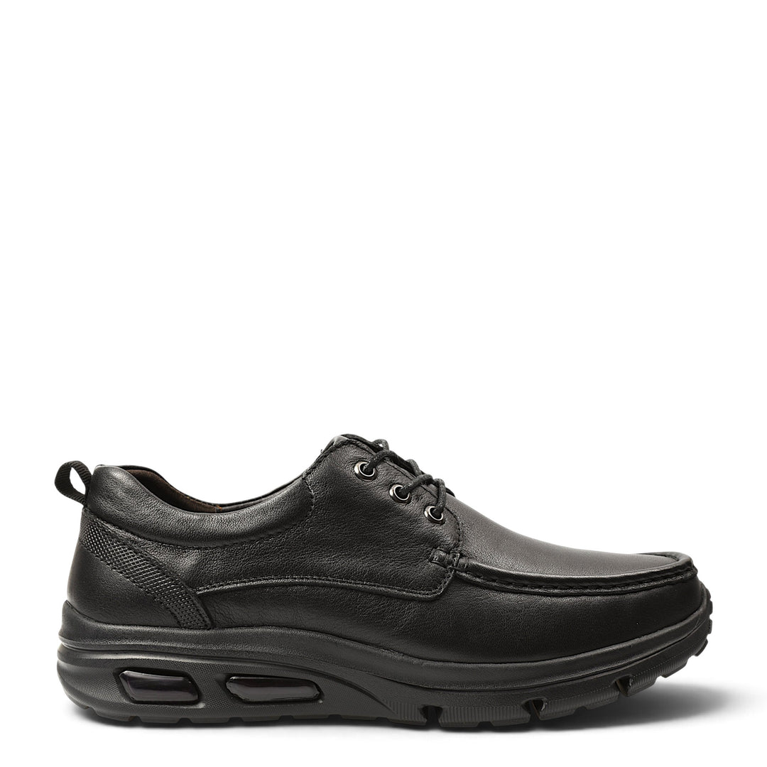 ada-shoes.ro black leather sneakers with lace-up closure and flexible 3cm sole for casual men&