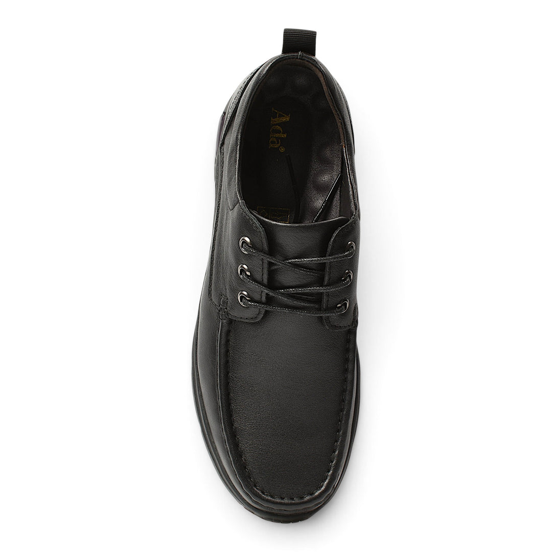ada-shoes.ro black leather sneakers with lace-up closure and flexible sole for casual men&