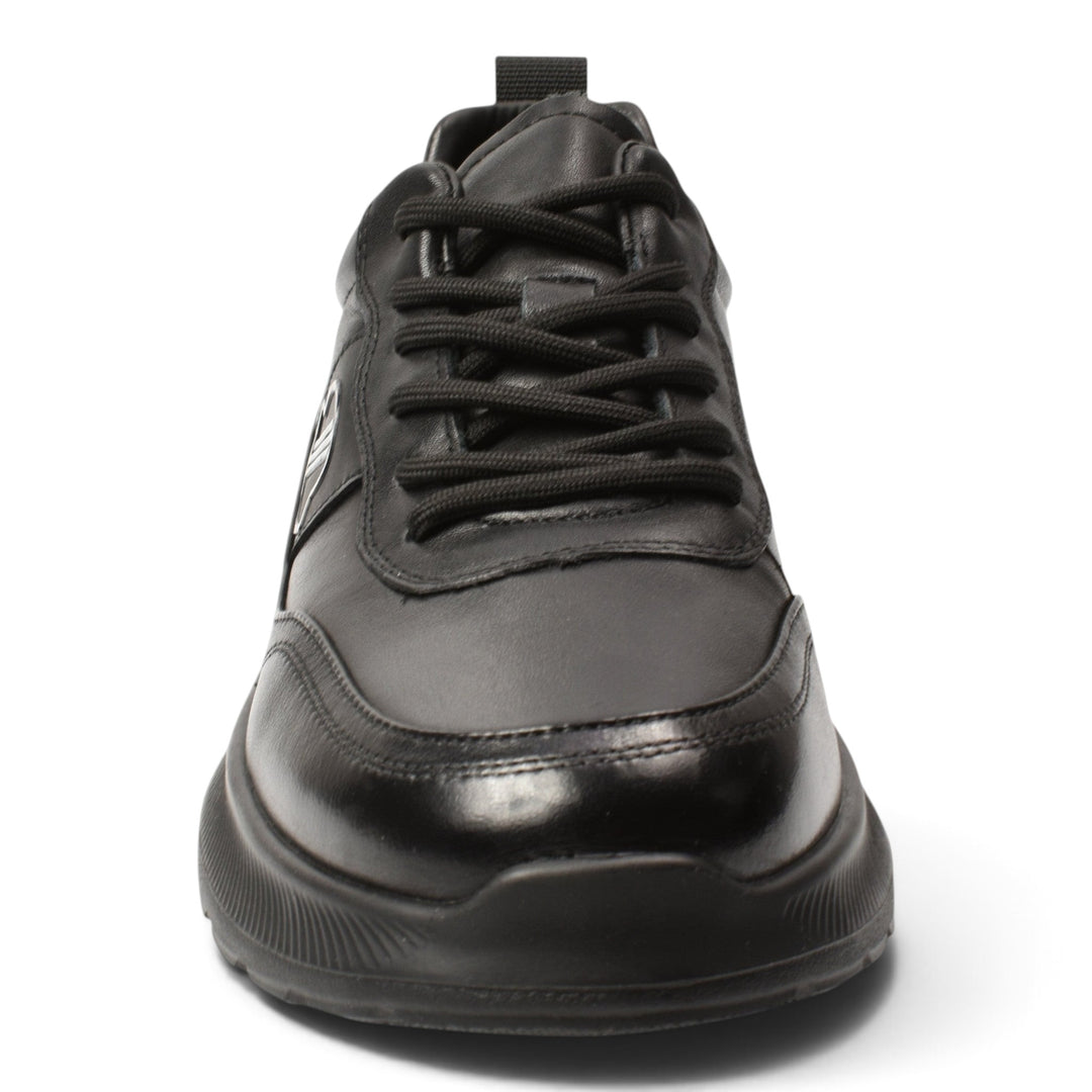 ada-shoes.ro black leather sneakers with lace-up closure and flexible 3.5 cm sole for casual wear