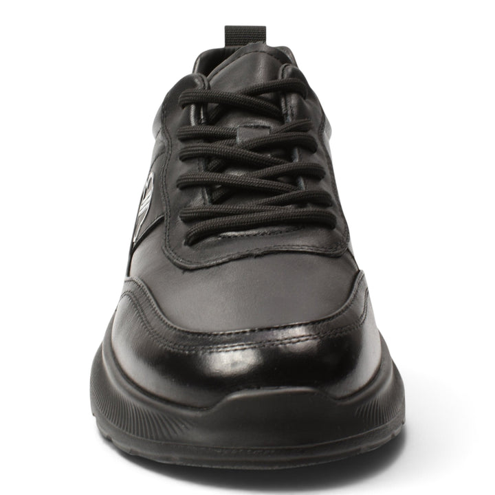 ada-shoes.ro black leather sneakers with lace-up closure and flexible 3.5 cm sole for casual wear
