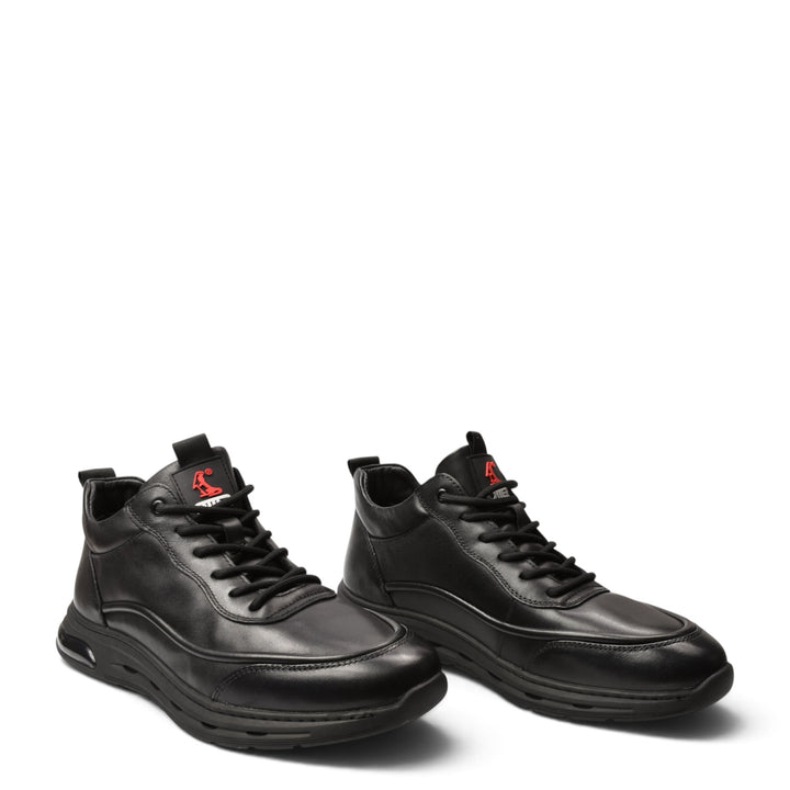 ada-shoes.ro Otter black leather sport boots with lace-up closure and flexible sole for men