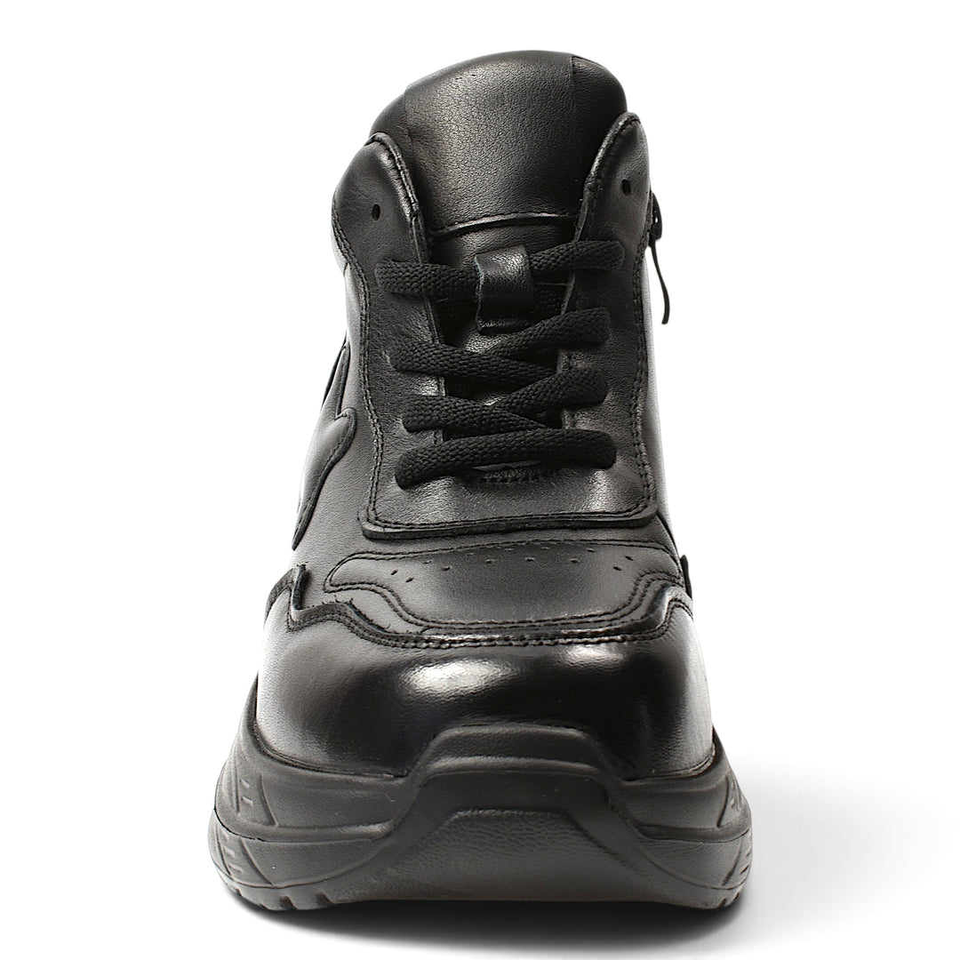 ada-shoes.ro black leather sport boots with laces, side zipper, and a 5 cm platform sole for casual urban style