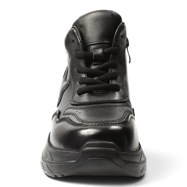 ada-shoes.ro black leather sport boots with laces, side zipper, and a 5 cm platform sole for casual urban style