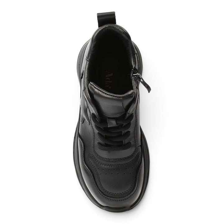 ada-shoes.ro black leather sport boots with laces, side zipper, and a 5 cm platform sole for women.