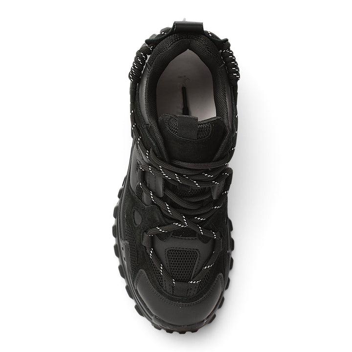 ada-shoes.ro black leather and suede sneakers with a 5cm platform sole and lace-up closure for casual wear