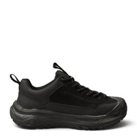 ada-shoes.ro black sneakers made of natural leather and suede with a thick, flexible 4cm sole and lace-up closure.