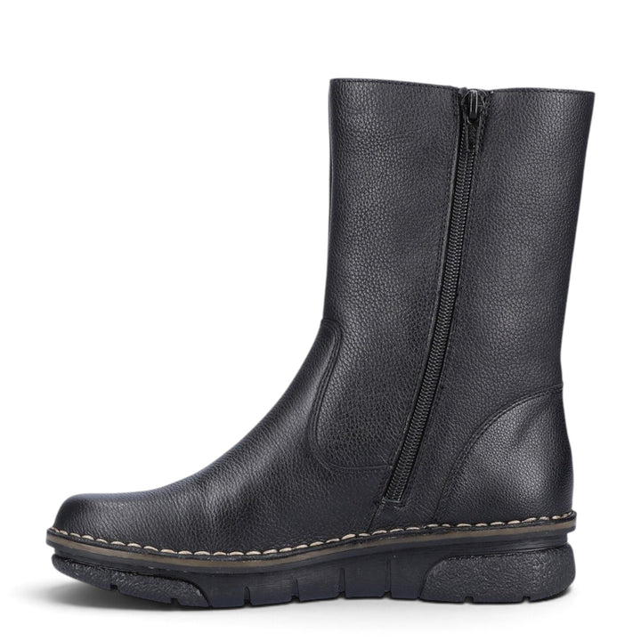 ada-shoes.ro black leather boots with wool lining, side zipper, and comfortable sole for winter
