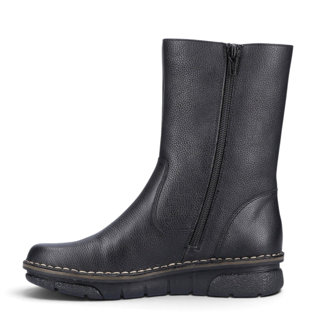 ada-shoes.ro black leather boots with wool lining, side zipper, and comfortable sole for winter