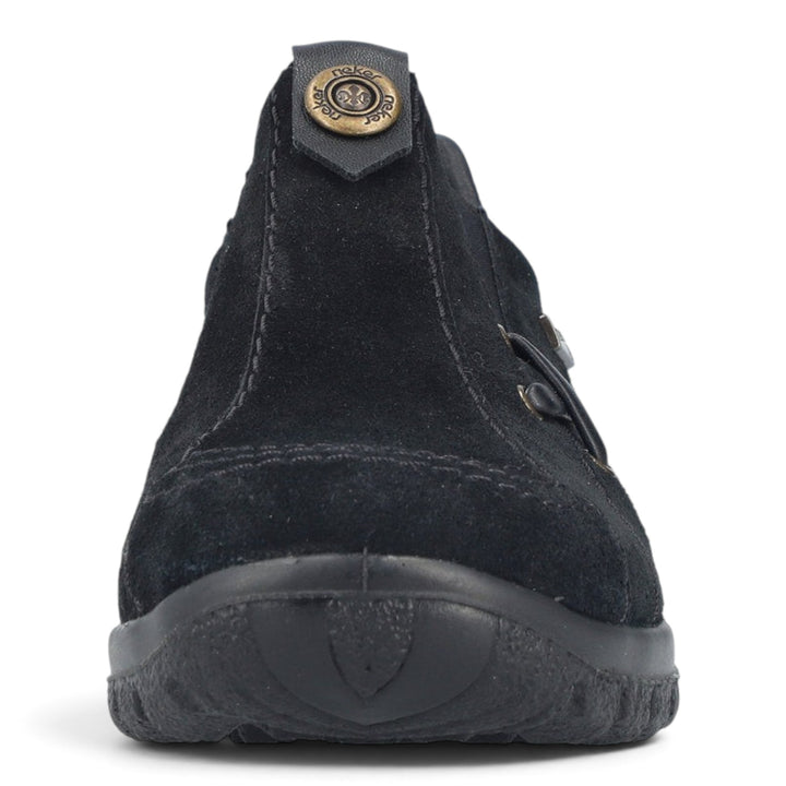 ada-shoes.ro black Rieker nubuck casual slip-on shoes with decorative stitching and shock-absorbing sole