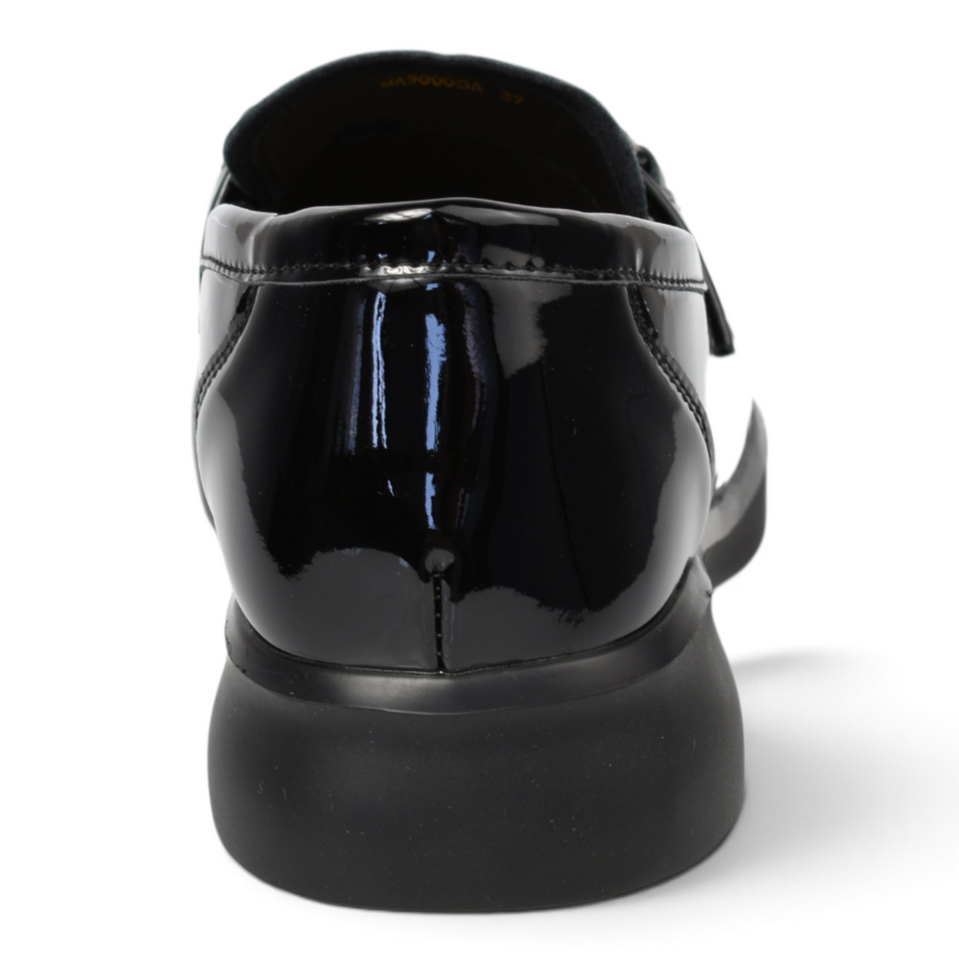 ada-shoes.ro Pass Collection black patent leather casual shoes with a flexible 3.5cm sole, rear view