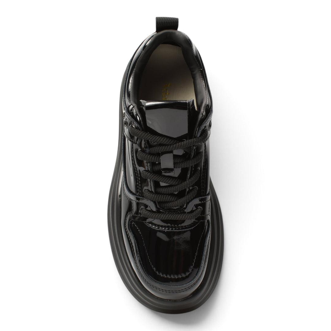 ada-shoes.ro black patent leather sneakers with lace-up closure and 5cm flexible platform sole
