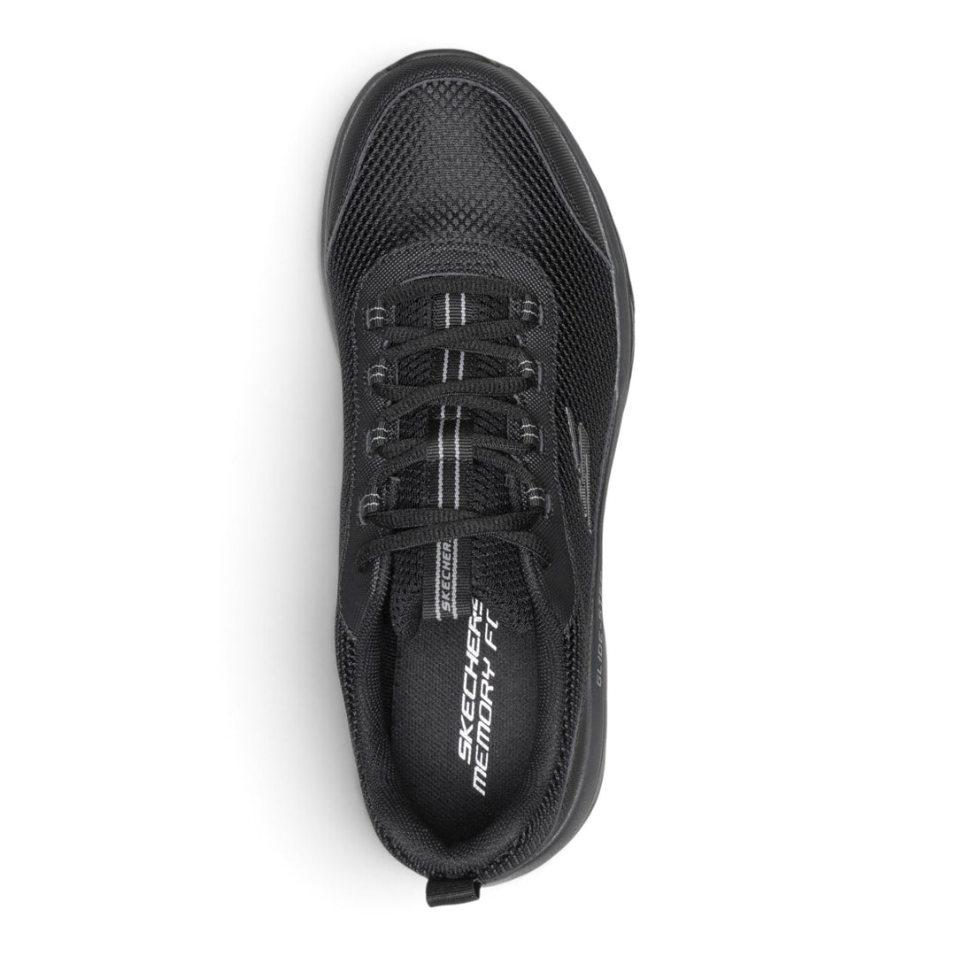 Top view of black Skechers Glide-Step Bart Clough sneakers with mesh upper and Memory Foam insole from ada-shoes.ro