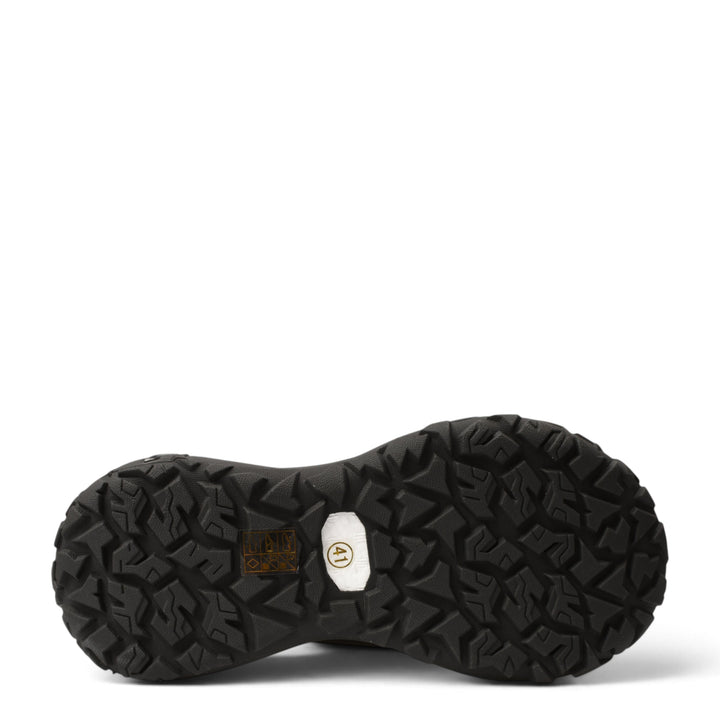 ada-shoes.ro black sneaker outsole with rugged tread pattern for traction and size 41 label