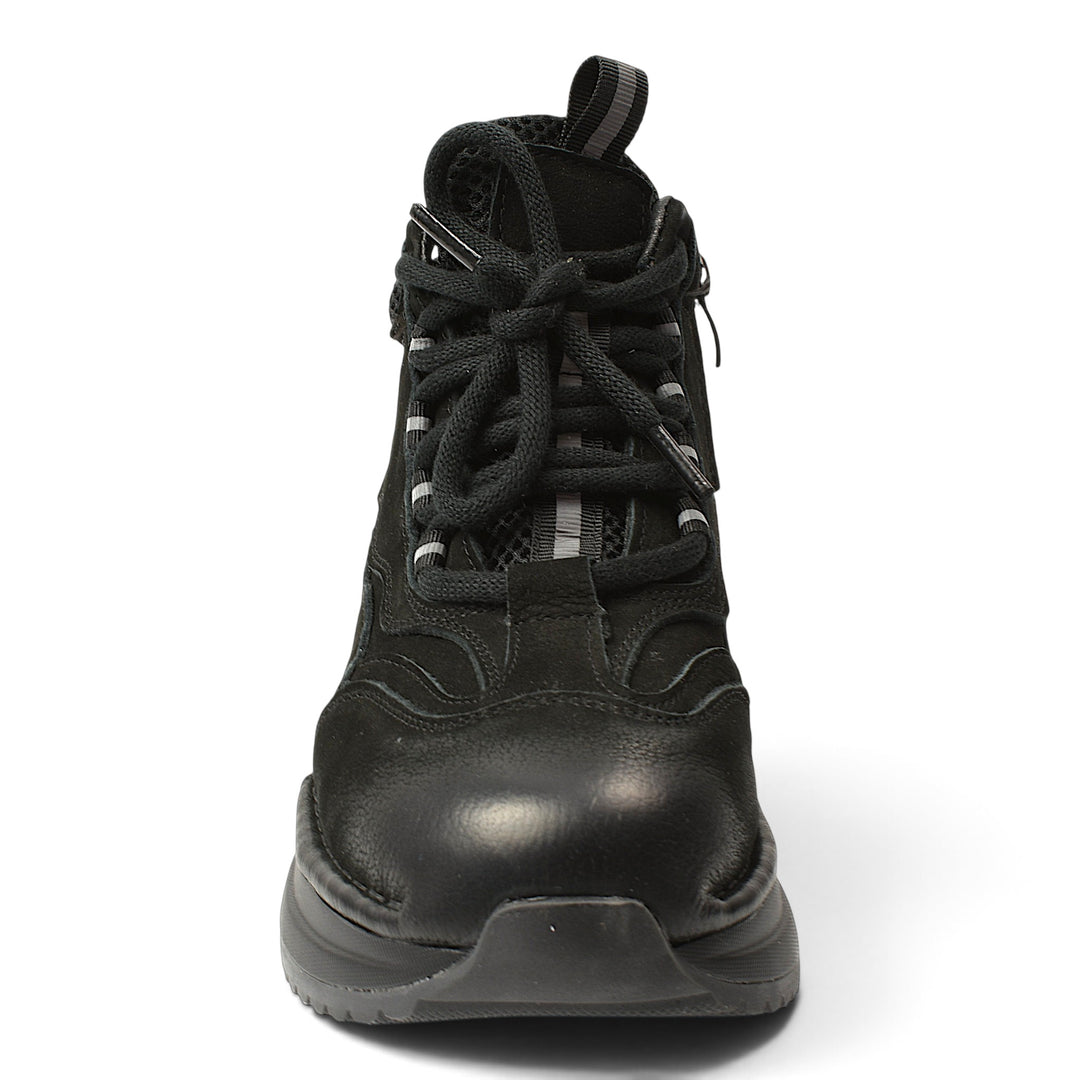 ada-shoes.ro Franco Gerardo black suede casual ankle boots with laces and side zipper on a white background