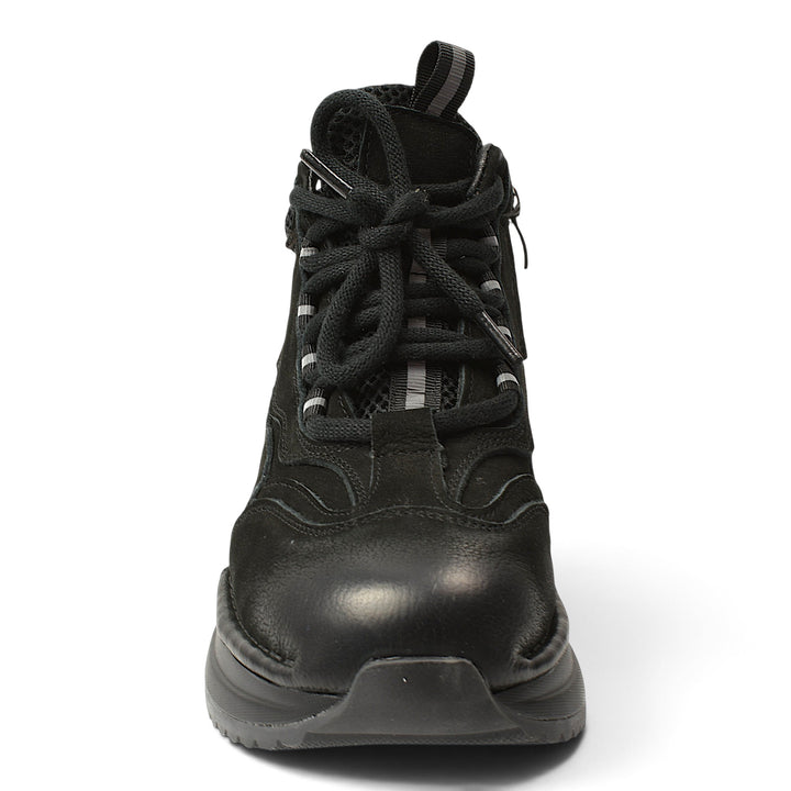 ada-shoes.ro Franco Gerardo black suede casual ankle boots with laces and side zipper on a white background