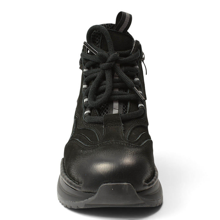 ada-shoes.ro Franco Gerardo black suede casual ankle boots with laces and side zipper on a white background