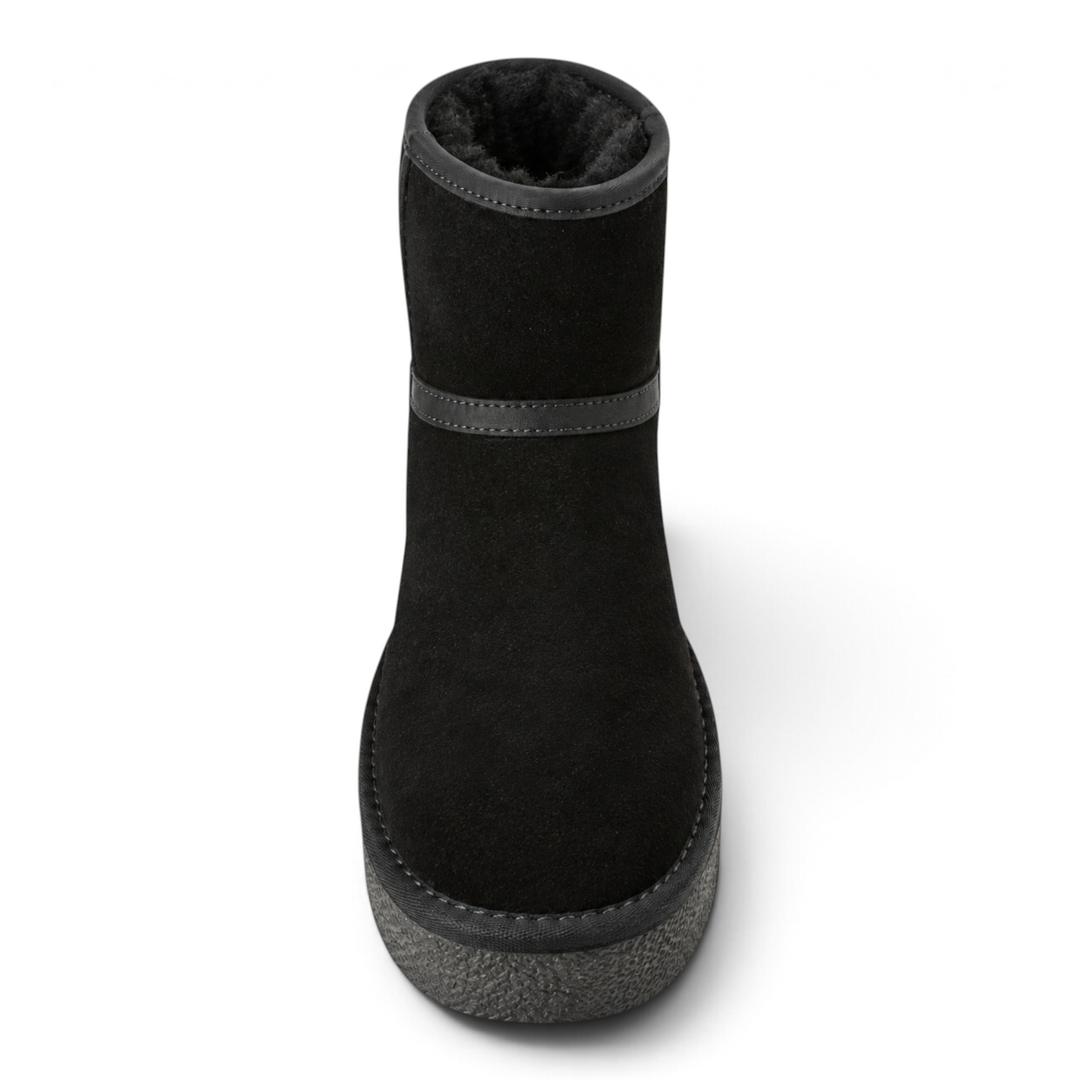 ada-shoes.ro Pass Collection black suede slip-on ankle boots with thick textile lining and platform sole